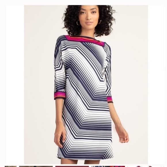 SALE NWT Trina Turk Chevron Stripe Shift Bottle Dress - Picture 2 of 13